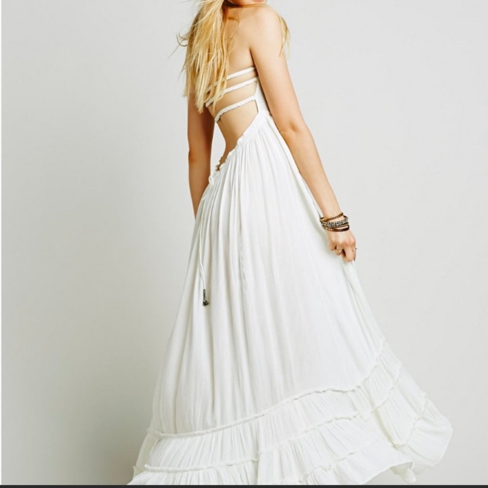 Free People White Strappy Back Maxi Dress